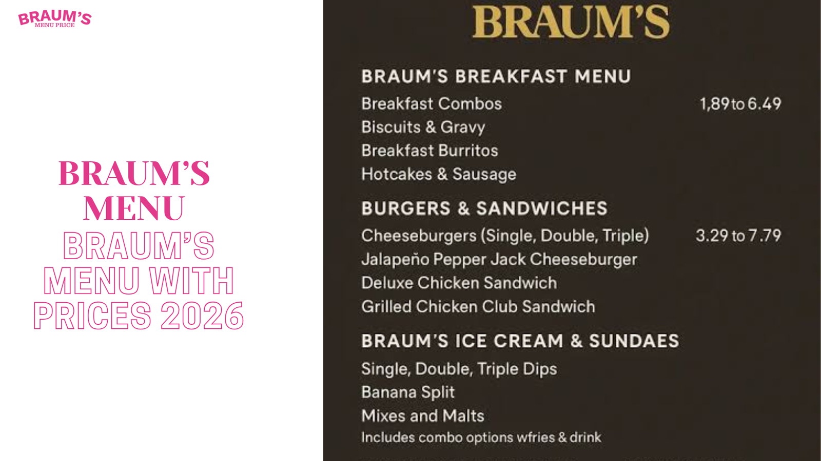 Braum’s menu with prices 2026